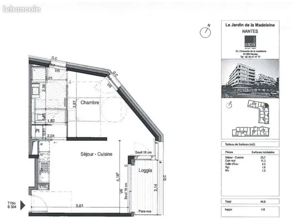 Appartement 1 pièce 44 m²
