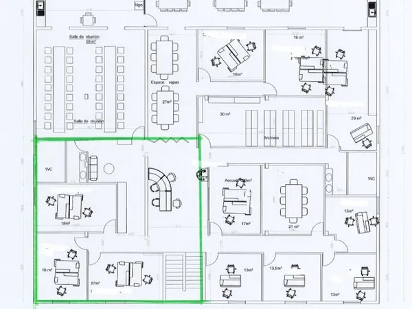 50m2 de bureau équipés à la Cafrine