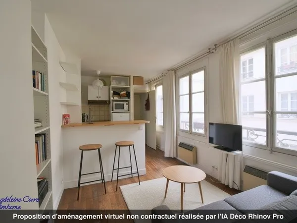 Proximité Place des Vosges - Studio lumineux au calme - Cour pavée