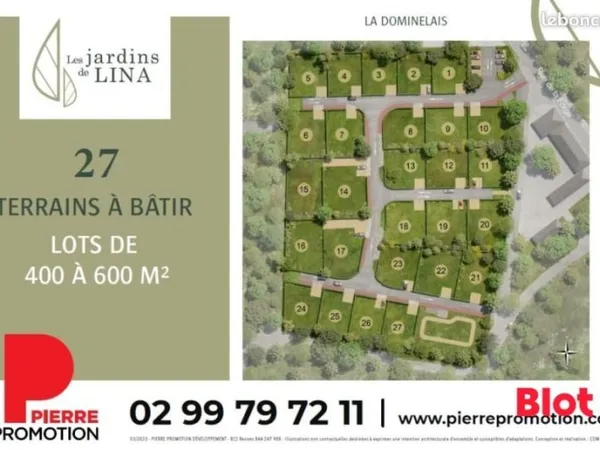 Terrain 456 m² La Dominelais
