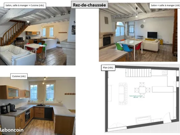 Maison de ville sur placette - 92m2 - meublé - calme - spacieux - refait à neuf