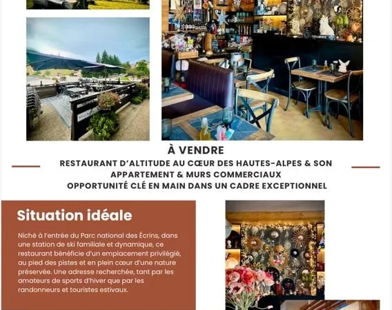Restaurant , appartement et murs commerciaux