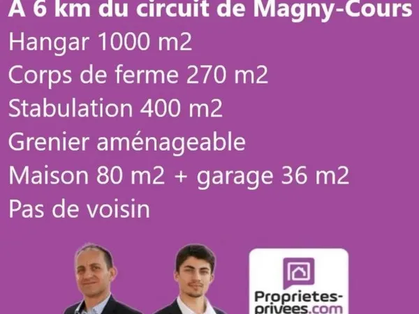 MAGNY-COURS - ANCIENNE FERME AVEC MAISON ET 3 HECTARES DE TERRES