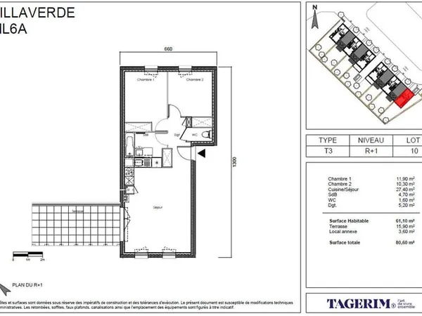 À louer : T3 récent avec terrasse - Résidence VILLA VERDE - Seilh