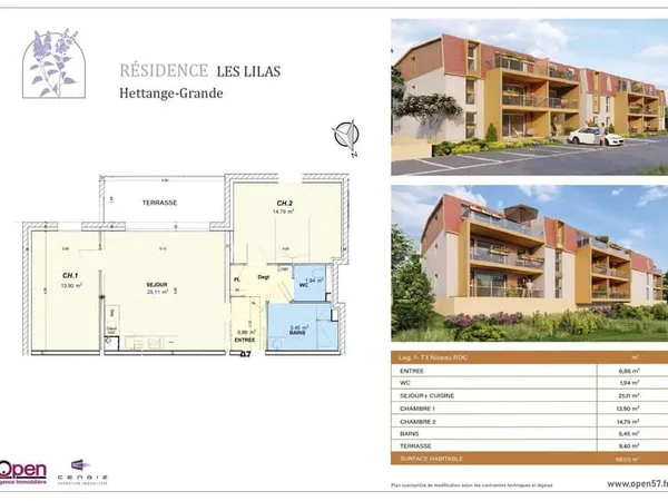 Appartement 3 pièces 68 m²