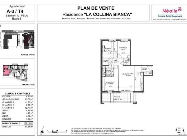 Appartement 4 pièces 77 m²