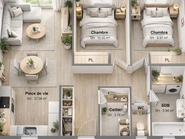 Maison 4 pièces 64 m²