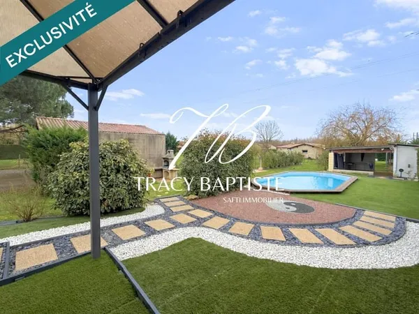 Belle maison plain-pied 4 chambres avec grand jardin, piscine et nombreuses dépendances