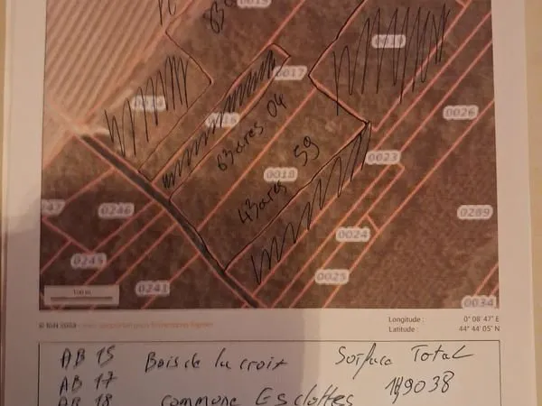 Terrains bois commune esclottes 47
