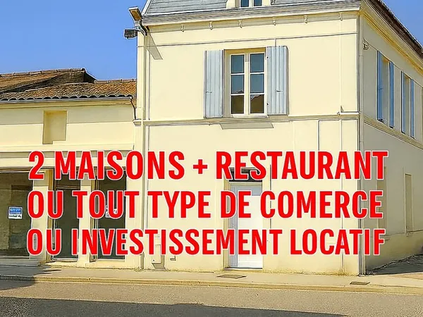 2 Maisons+Espace commercial/grand salon/Divisible/Investis