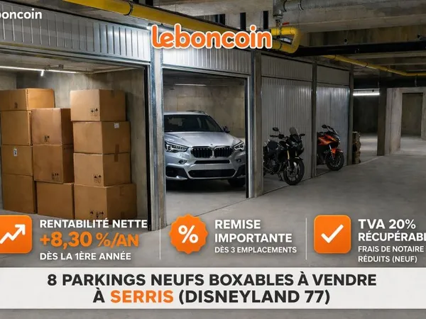 8 Parking Neufs Boxables à Serris (Disneyland 77) - IDEAL INVESTISSEUR - Rentabilité nette +8.30 %/a