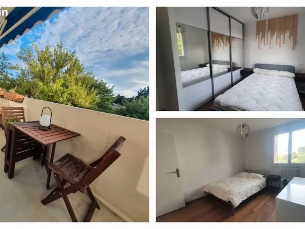 Colocation T3 / T4 meublé - 70 m² - 2 chambres - Balcon - Lumineux