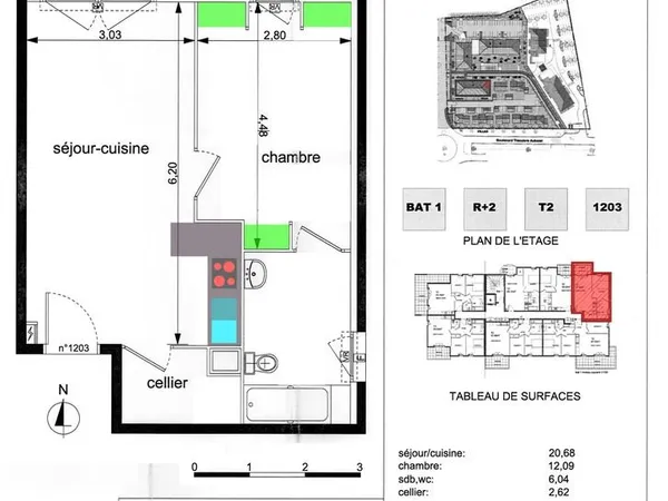 Appartement T2 et place de parking ST avec LOCATAIRE