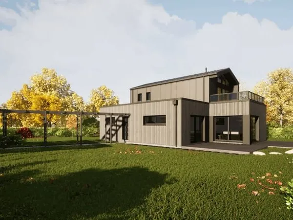 Maison ossature bois isolants biosourcés avec le terrain à St Etienne de Montluc à Saint-Étienne-de-
