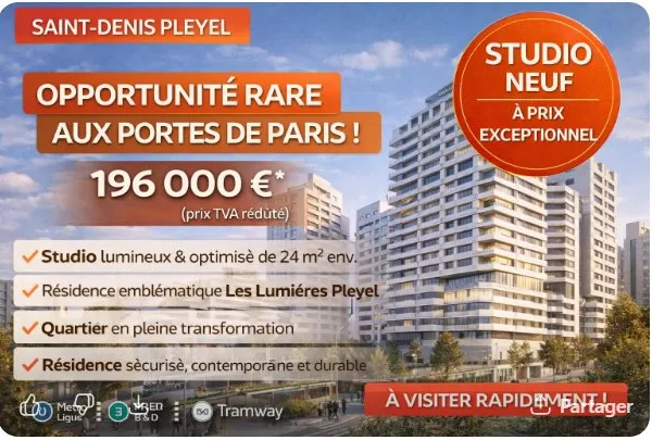 --EN FACE DU METRO- STUDIO NEUF À PRIX EXCEPTIONNEL-IDEAL PRIMO ACCEDANT OU INVESTISSEUR !!