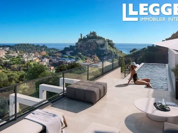 EZE - Programme neuf. Unique appartement 4 pièces en dernier étage, piscine privative, vue mer