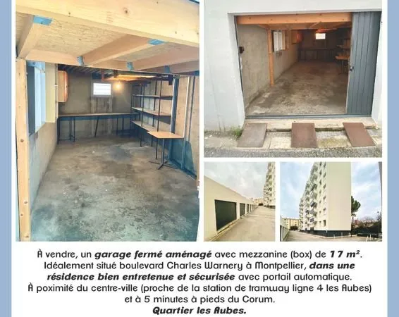 Vente garage quartier les Aubes