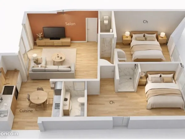 Appartement en plateau face a la mer