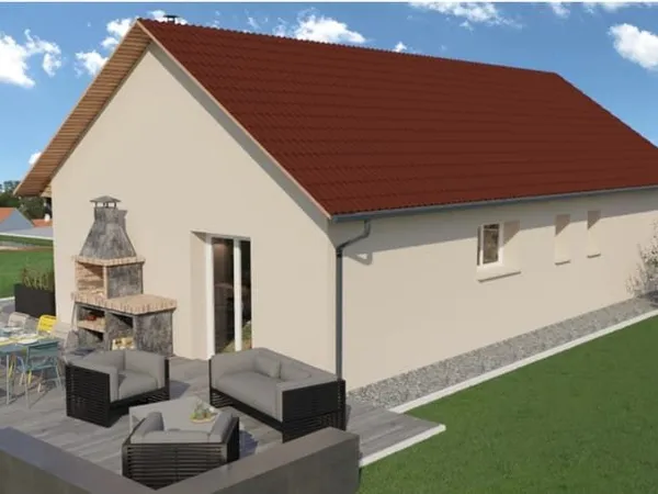 Maison RE2020 BC, à construire, 2 chambres, de plain pied avec grand séjour, garage, secteur proche 