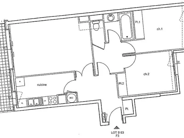 Appartement 3 pièces 65 m²