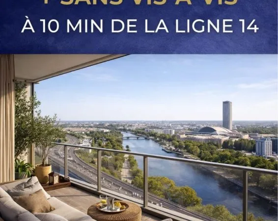-LIVRE T2 NEUF DE 44M² + BALCON 10M² SANS VIS A VIS VUE SEINE A 10 MIN DE LA LIGNE 14
