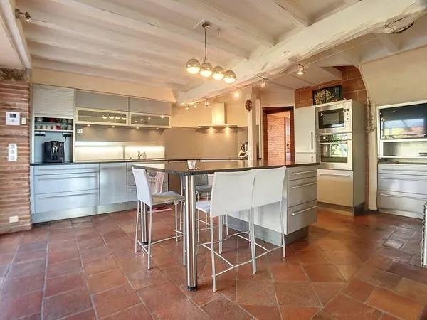 Grande maison rénovée avec piscine, jardin et vue Pyrénées