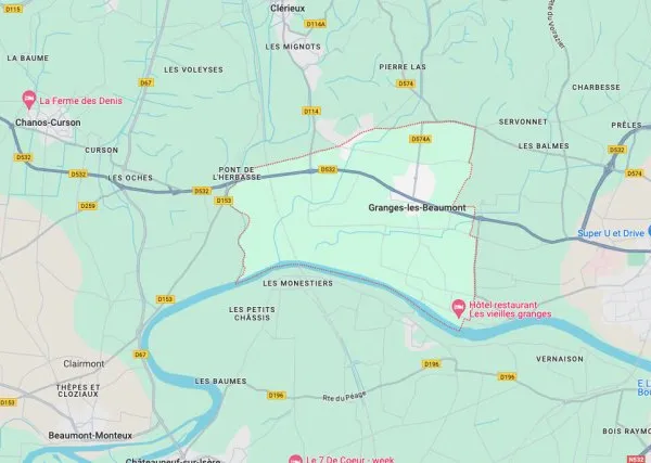 Terrain constructible 1303 m² - Granges-lès-Beaumont
