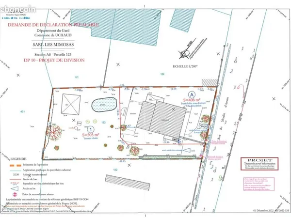 UCHAUD terrain 505 m² viabilisé LIBRE CONSTRUCTEUR