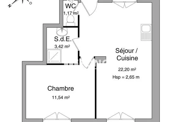 Appartement 2 pièces 38 m²