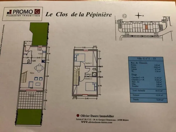 Maison 3 pièces 60 m²