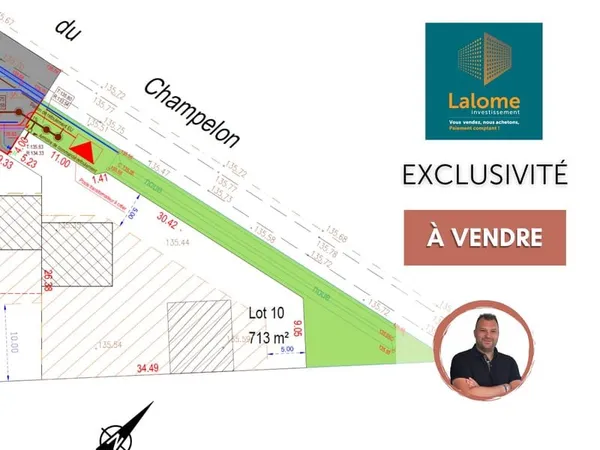 Terrain viabilisé de 713 m2 possibilité de construire 2 maisons