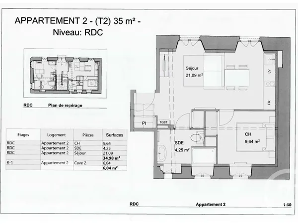 Appartement 2 pièces 35 m²