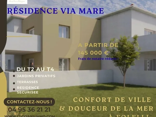 Résidence VIA MARE - Du T2 au T3 FOLELLI, proximité ville et plage