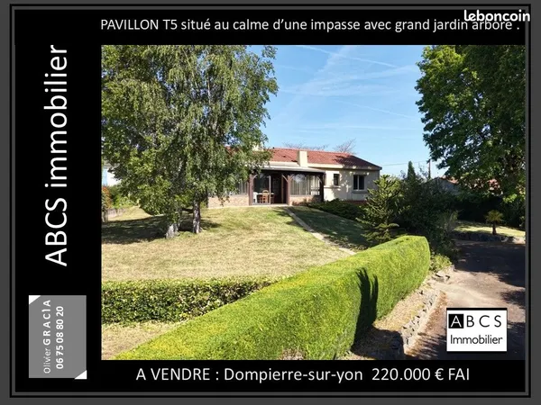 Pavillon T5 avec grand terrain arboré et dépendance