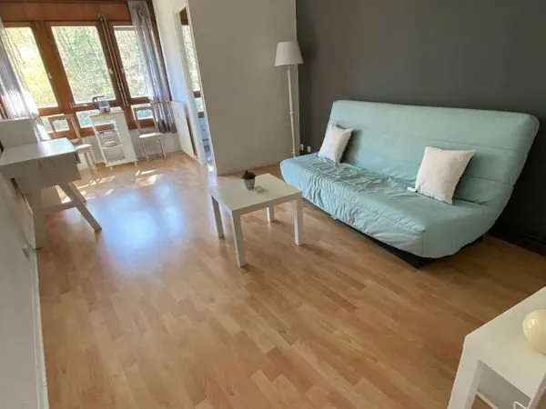 Studio meublé rénové 29m² + garage - La Pléiade Vandoeuvre - calme, vue forêt, ascenseur, sans frais