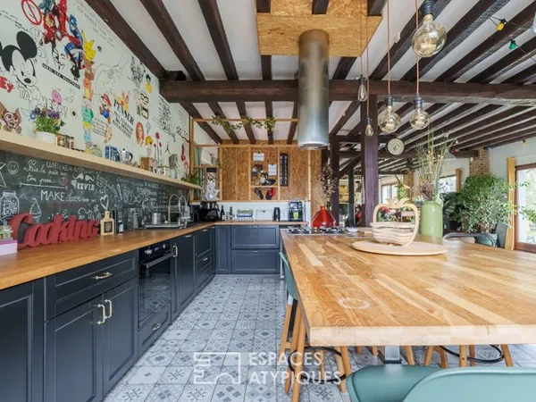 Maison de caractère, esprit loft au vert