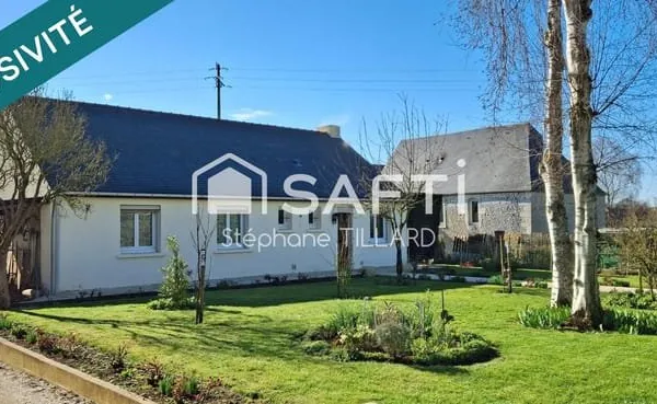 Plain pied lumineux, 4 chambres, beau jardin, dépendances