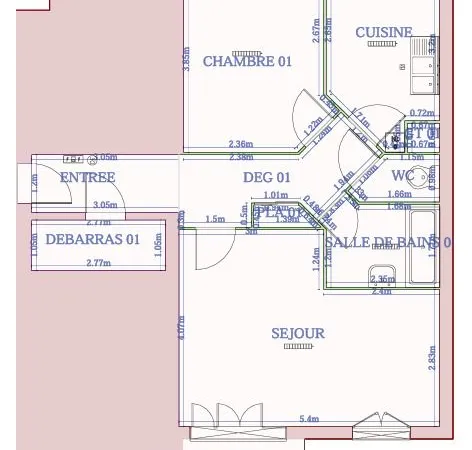 Appartement 2 pièces 60 m²