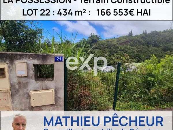 La Possession-Ravine à Malheur-Terrain 434 m2