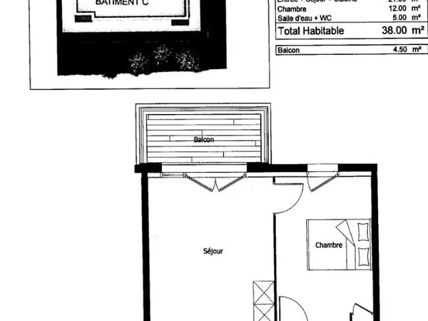 Appartement 2 pièces 38 m²