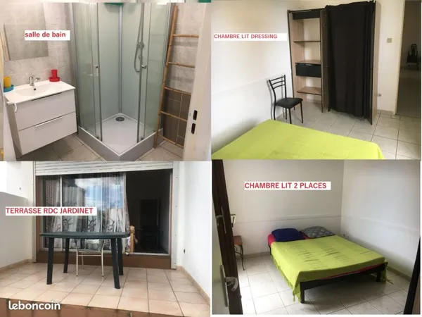 Appart F2 meublé rdc, terrasse jardin St Denis trinité 990 ttc mensuel jusqu'à 4personnes , eau edf 