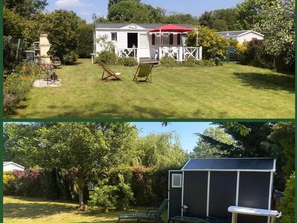 Mobil home, grand terrain, dans village vacances avec piscine