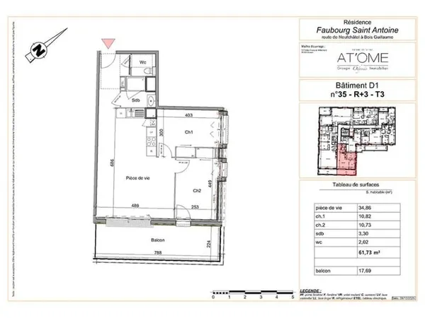 Appartement (T3) - 61.73
