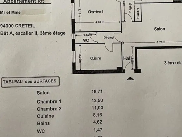 Appartement 3 pièces 64 m²