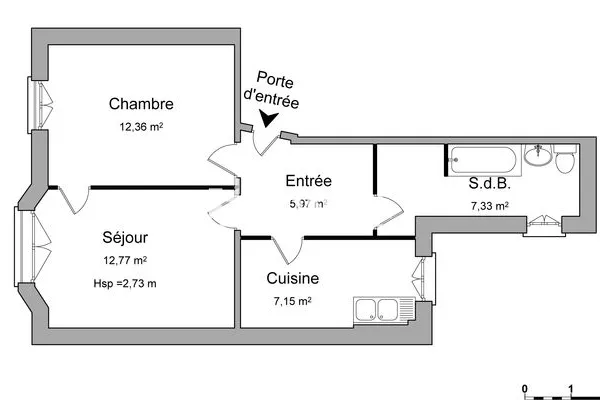 Appartement 2 pièces 46 m²