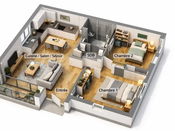À VENDRE APPARTEMENT T3 LUMINEUX AVEC DOUBLE PARKING