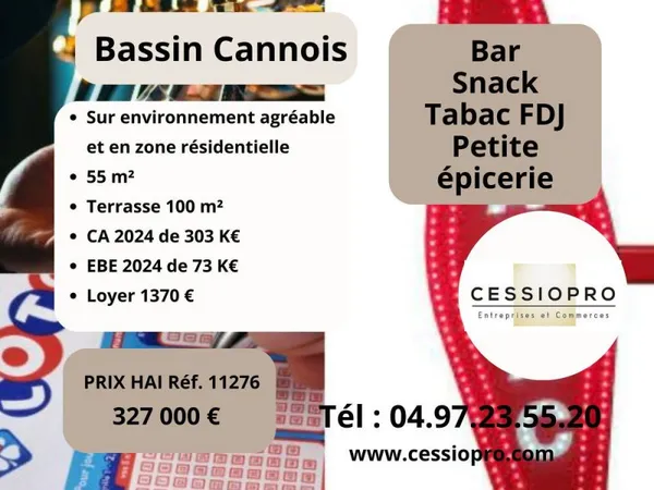 Bar (licence 3) Snack Tabac FDJ Presse Petite épicerie de dépannage Bassin Cannois