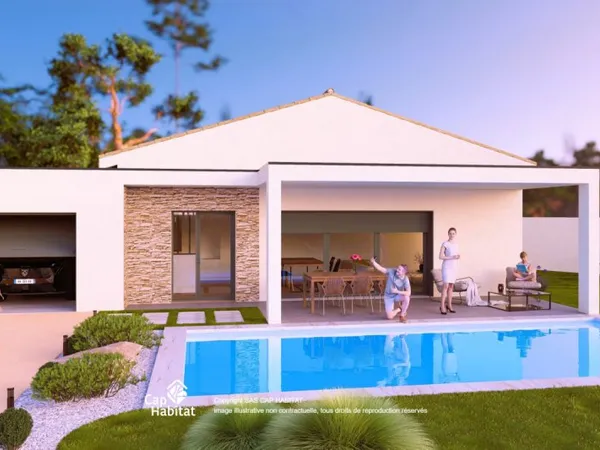 MAGNIFIQUE VILLA NEUVE DE PLAIN-PIED AVEC GARAGE ET PISCINE