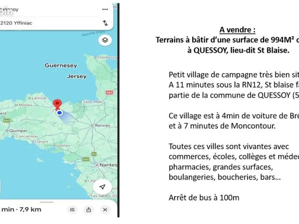 A vendre TERRAINS A CONSTRUIRE 994m² QUESSOY