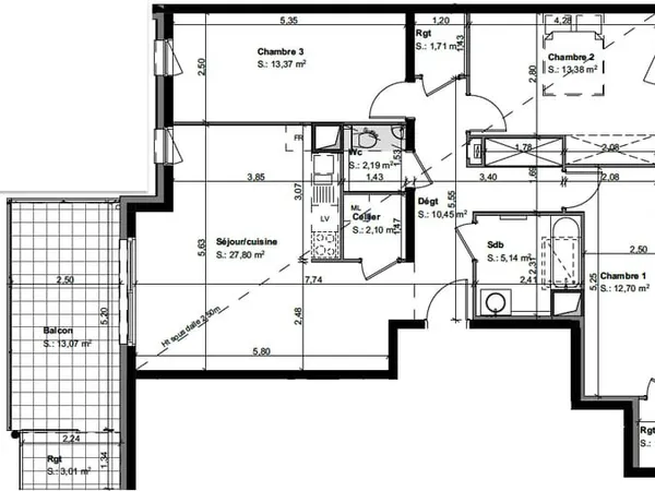Superbe 4 pièces neuf 91 m2 avec terrasse Ascenseur Frai